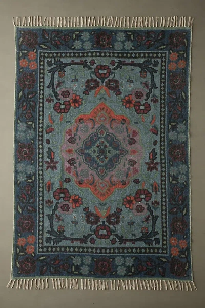 Urban Outfitters Lina Floral Brushed Rug In Pine At