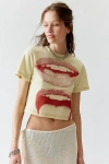 Urban Outfitters Lips Graphic Boxy Baby Tee In Yellow, Women's At