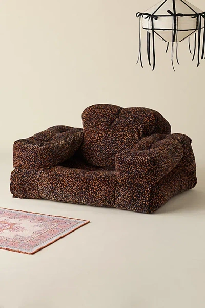 Urban Outfitters Lira Convertible Velvet Lounge Chair In Leopard At  In Brown