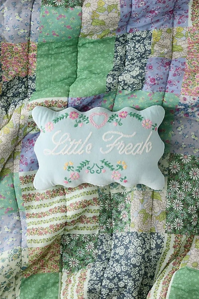 Urban Outfitters Little Freak Embroidered Wavy Throw Pillow In Little Freak At  In Green