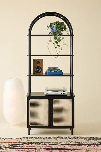 Urban Outfitters Liv Cane Paned Arch Storage Cabinet In Black At
