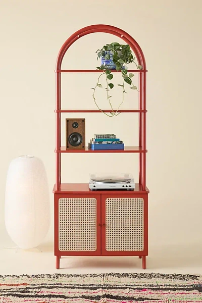 Urban Outfitters Liv Cane Paned Arch Storage Cabinet In Red At