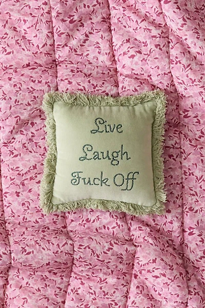 Urban Outfitters Live, Laugh, F-off Embroidered Throw Pillow In Green At  In Multi