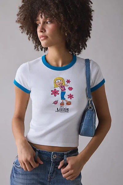 Urban Outfitters Lizzie Mcguire Graphic Ringer Baby Tee In White, Women's At