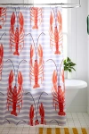 Urban Outfitters Lobster Dance Patterned Shower Curtain In Red At