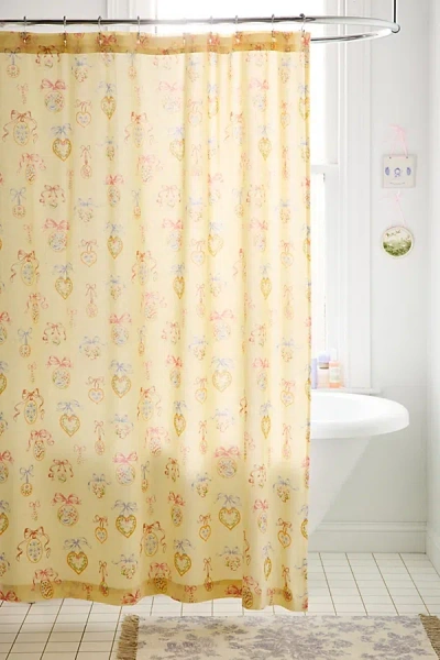 Urban Outfitters Locket Frame Patterned Shower Curtain In Bright Yellow At