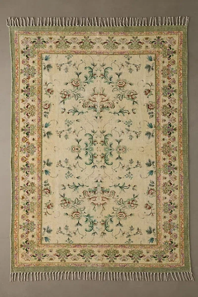 Urban Outfitters Lola Floral Digital Printed Chenille Rug In Green At