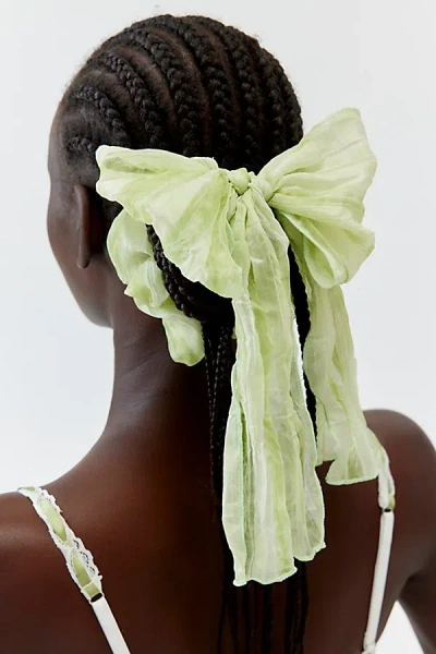 Urban Outfitters Long Bow Crinkle Scrunchie In Lime, Women's At  In Green