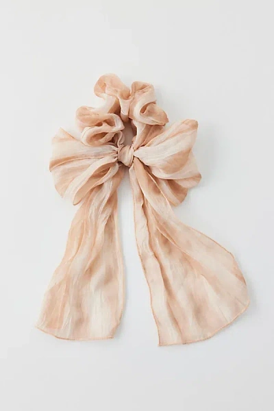 Urban Outfitters Long Bow Crinkle Scrunchie In Neutral, Women's At