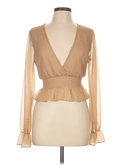 Pre-owned Urban Outfitters Long Sleeve Blouse In Tan