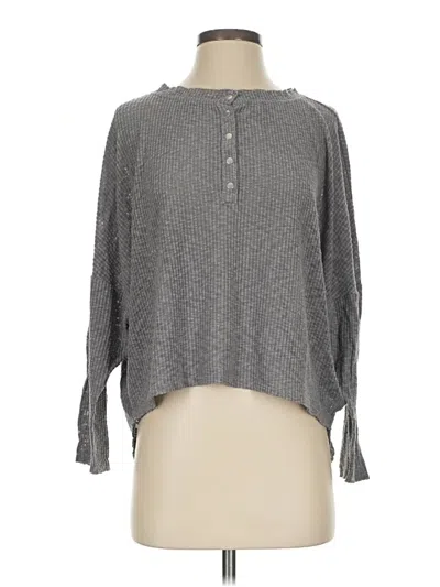 Pre-owned Urban Outfitters Long Sleeve Henley Shirt In Gray