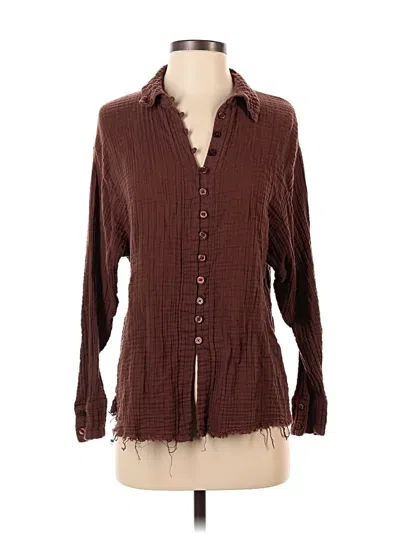 Pre-owned Urban Outfitters Long Sleeve Polo Shirt In Brown