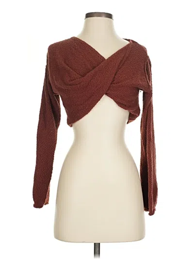 Pre-owned Urban Outfitters Long Sleeve Top Brown Cowl Neck Tops