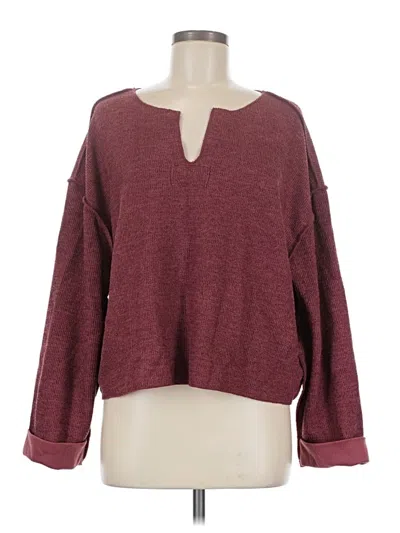 Pre-owned Urban Outfitters Long Sleeve Top Burgundy Keyhole Neckline Tops