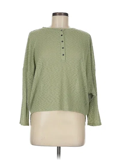 Pre-owned Urban Outfitters Long Sleeve Top Green Keyhole Neckline Tops