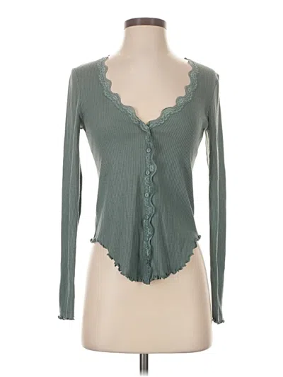 Pre-owned Urban Outfitters Long Sleeve Top Green Sweetheart Neckline Tops