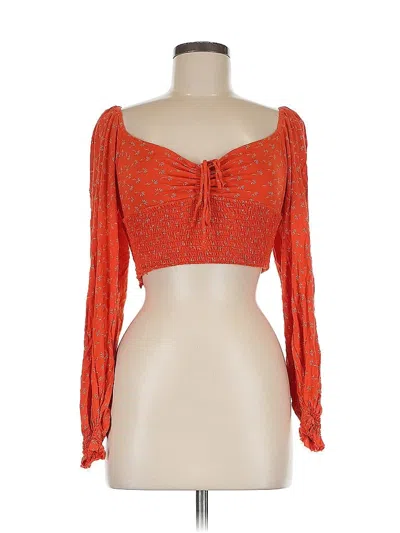 Pre-owned Urban Outfitters Long Sleeve Top Orange Sweetheart Neckline Tops