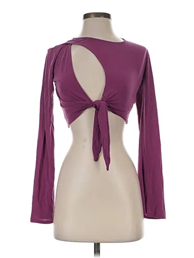 Urban Outfitters Long Sleeve Top Purple Keyhole Neckline Tops In Pink