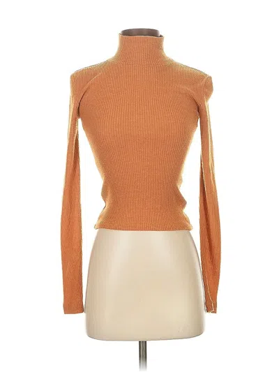 Pre-owned Urban Outfitters Long Sleeve Top Tan Turtleneck Tops In Brown