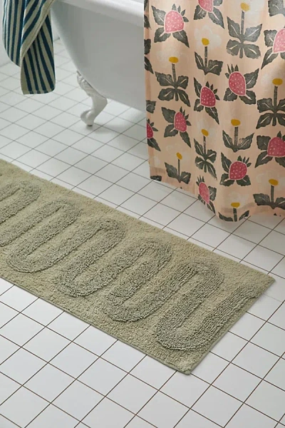 Urban Outfitters Looped Squiggle Runner Bath Mat In Sage At