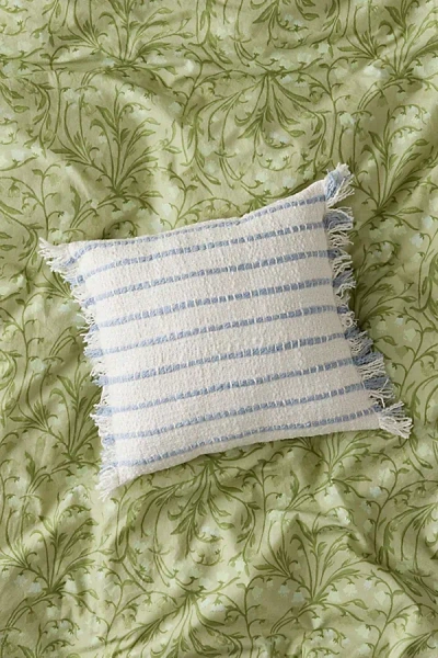 Urban Outfitters Lou Striped Fringe Throw Pillow In Blue At  In Neutral