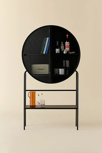 Urban Outfitters Lucie Reeded Glass Door Storage Cabinet In Black At