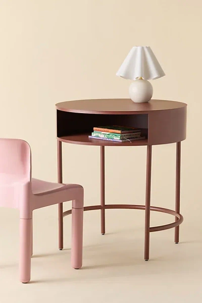 Urban Outfitters Lucie Round Iron Desk In Maroon At  In Brown
