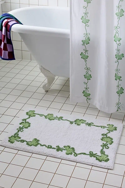 Urban Outfitters Lucky Clover Bath Mat In White At