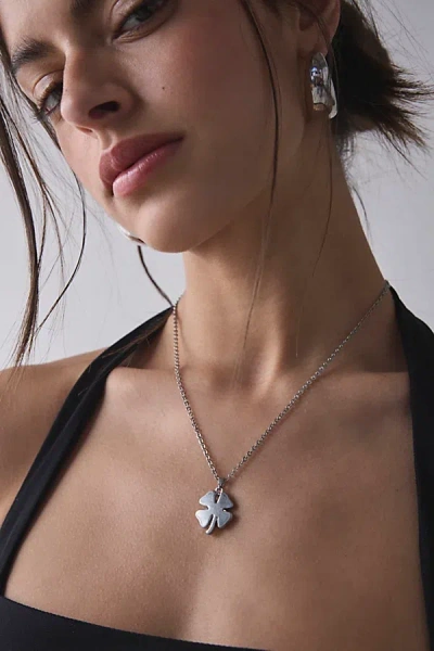 Urban Outfitters Lucky Clover Pendant Charm Necklace In Silver, Women's At