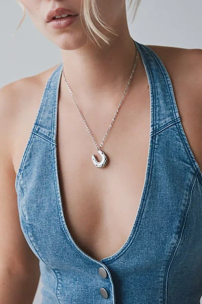 Urban Outfitters Lucky Horseshoe Pendant Charm Necklace In Silver, Women's At