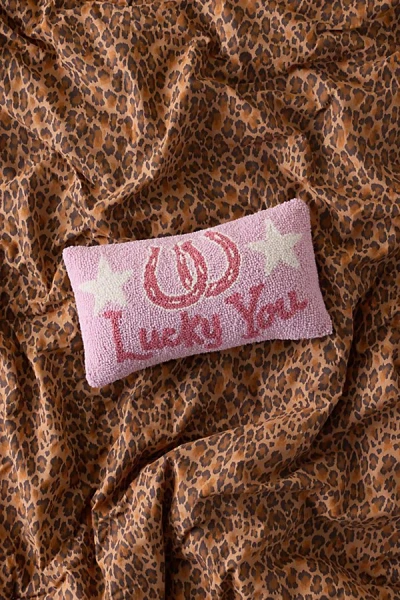 Urban Outfitters Lucky Horseshoes Tufted Wool Throw Pillow In Pink At