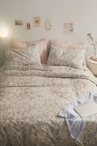 Urban Outfitters Lucky Stencil Duvet Cover In Grey At  In Neutral