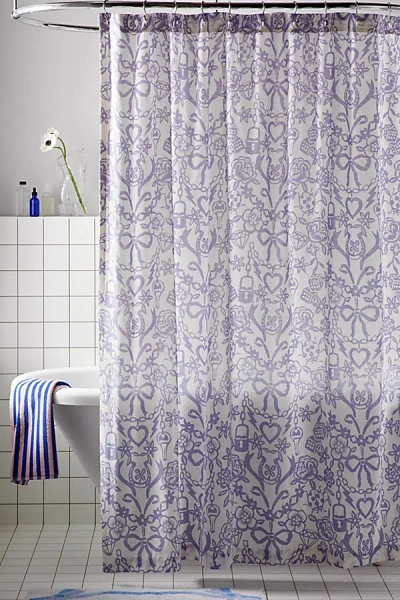 Urban Outfitters Lucky Stencil Shower Curtain In Blue At