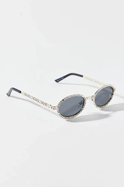 Urban Outfitters Lulu Metal Chain Oval Sunglasses In Silver, Women's At