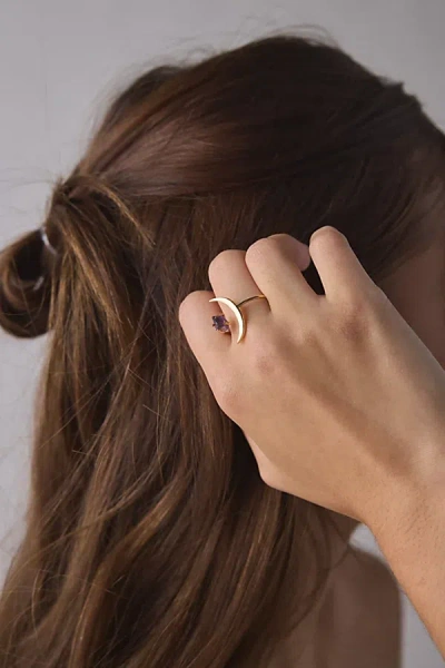 Urban Outfitters Lunar Moon Gem Ring In Gold, Women's At