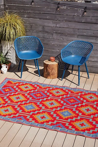 Urban Outfitters Luz Reversible Indoor/outdoor Mat In Orange At