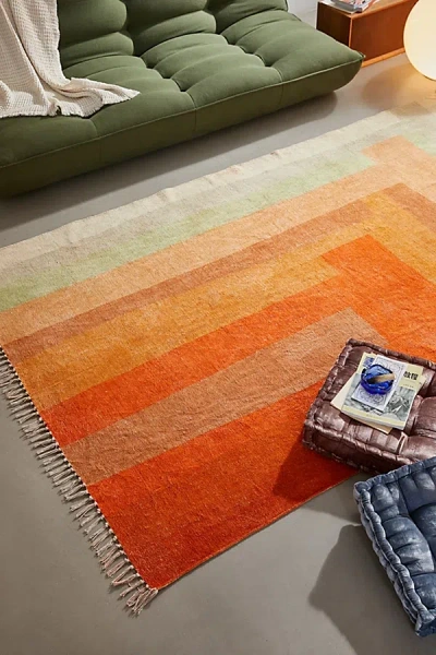 Urban Outfitters Mae Patchwork Digital Printed Chenille Rug In Red At  In Orange