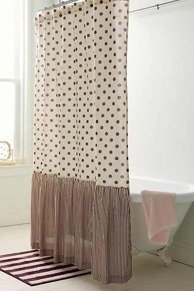 Urban Outfitters Maise Patterned Ruffled Shower Curtain In Brown At
