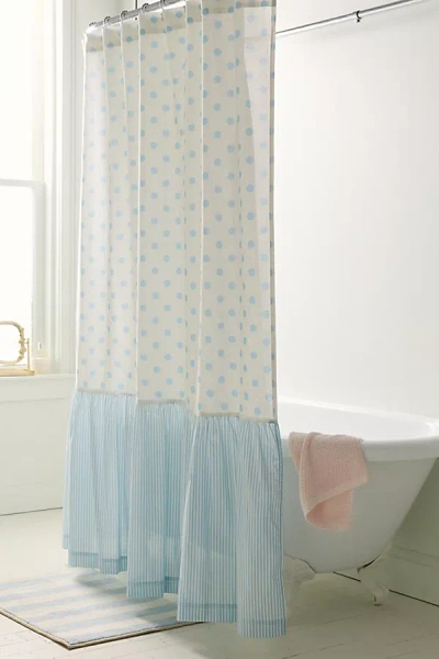 Urban Outfitters Maise Patterned Ruffled Shower Curtain In Sky At  In Blue