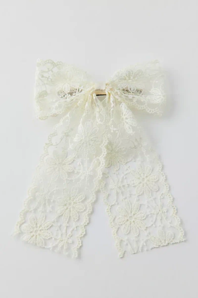 Urban Outfitters Maisie Lace Hair Bow Barrette In Ivory Combo, Women's At  In White