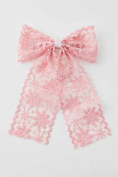 Urban Outfitters Maisie Lace Hair Bow Barrette In Pink, Women's At