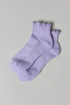 Urban Outfitters Mallory Lettuce-edge Athletic Quarter Crew Sock In Purple, Women's At