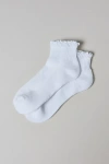 Urban Outfitters Mallory Lettuce-edge Athletic Quarter Crew Sock In White, Women's At