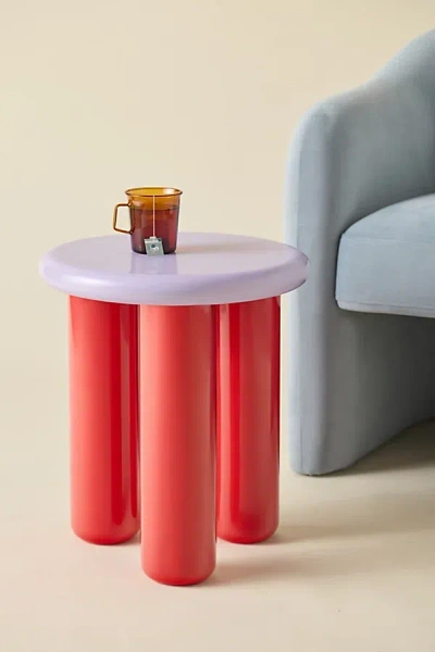Urban Outfitters Malo Round Wood Side Table In Red At