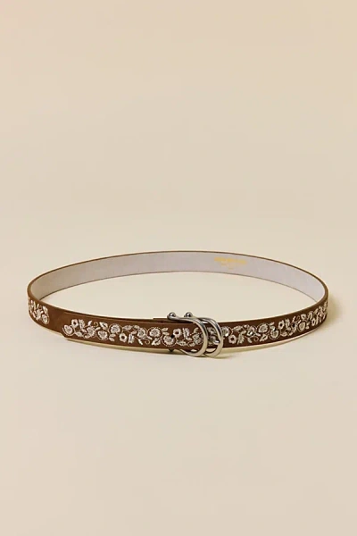 Urban Outfitters Margot Lace Embroidered Suede Belt In Tan, Women's At  In Brown