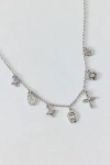 Urban Outfitters Maria Rhinestone Cross Charm Necklace In Silver, Women's At  In Metallic