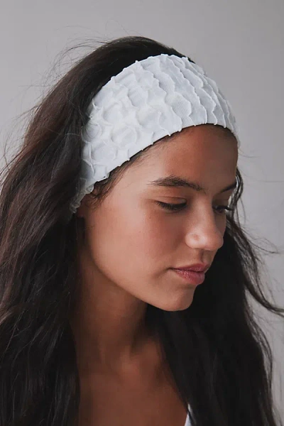 Urban Outfitters Maria Textured Headwrap Wide Headband In Ivory, Women's At