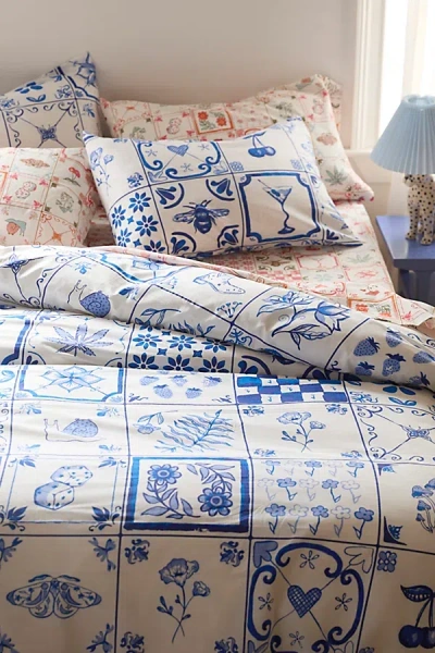 Urban Outfitters Mariana Tile Duvet Set In Blue At  In Multi