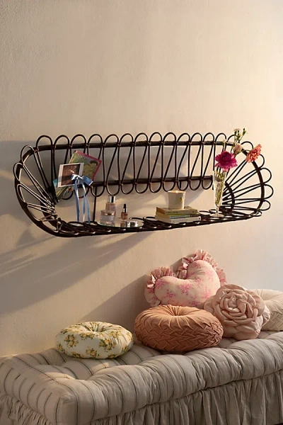 Urban Outfitters Mariella Rattan Headboard Wall Shelf In Espresso At  In Black