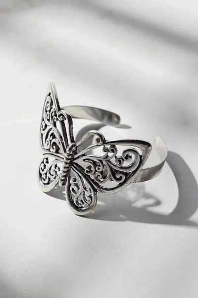 Urban Outfitters Marisol Butterfly Metal Cuff Bracelet In Silver, Women's At